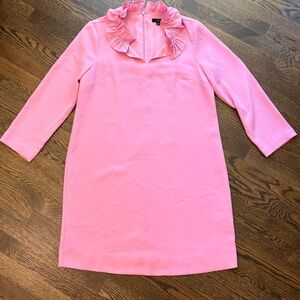 J Crew Pink Ruffle Collar Dress Size 12